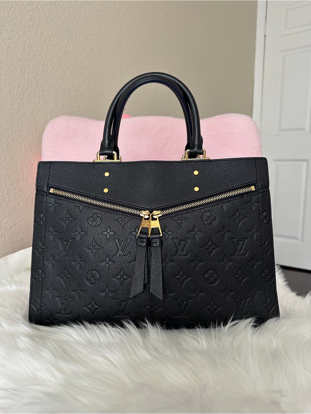 Louis Vuitton Sully PM Monogram Empriente Leather Shoulder Bag Navy Blue